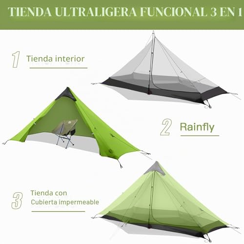 Miniatura 4 de Night Cat Tienda Ultraligero 1 Persona: Impermeable Campaña Para Mochileros Senderismo Profesional Camping