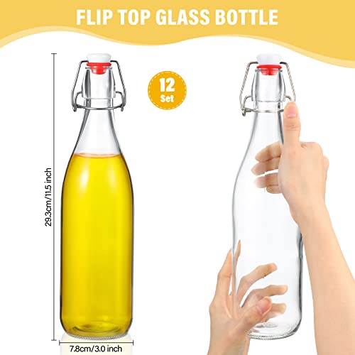 Aoriher 12 Pcs 25 oz Swing Top Glass Bottles 750 ml Glass Bottles with Red Caps for Home Brewing Kombucha Homemade Juices Beer Water Oil Vinegar Soda Syrup Kefir Beverages by Aoriher - Image 3