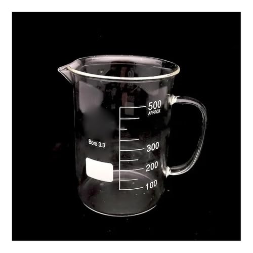 Bécher en verre borosilicaté avec poignée pratique pour laboratoires de chimie de 50 ml à 2000 ml