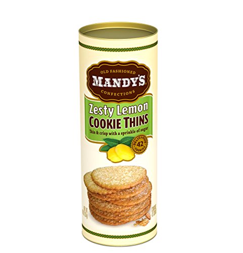 Image of Mandy's Cookie Thins, Zesty Lemon Flavor, 4.6 Oz, Pack of 6, 42 Cookies, Light & Crispy, Made with Real Lemon, Halal