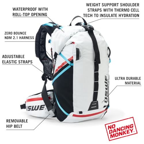 USWE Hajker Pro 30L Winter, Lightweight Backpack for Hiking, Ski, Snowboard, Bike with Waterproof Rolltop, for Men and Women. Insulated Snow Hydration Pack with Freeze Protection, White - Thumbnail 2