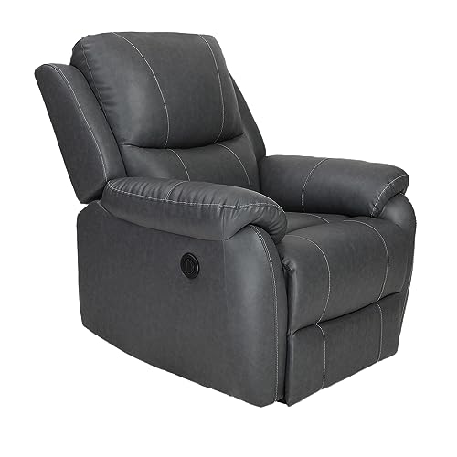 Image of Recliners India - Lite Single Seater Recliner Sofa | Power Recliner | Cushion Armrest | Living Room Recliner Sofa | 1-Year Manufacturer Warranty | Colour- Two Tone Grey