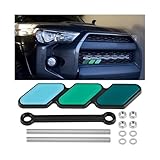 Ywdiml Car Grille Decor Badge, Tri-Color Creative Vehicle Front Grille Insert Trims, Automotive Exterior Bumper Label Emblem Decoration, Universal Fit (Green/Blue)