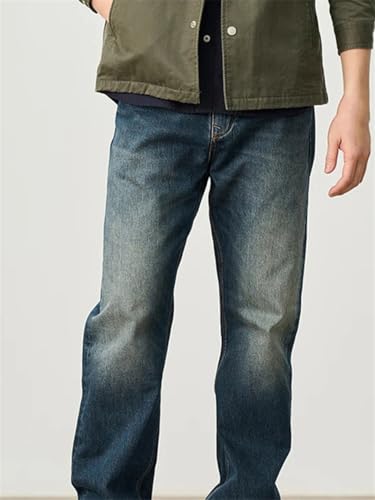 Men's Spring Loose Fit Jeans Washed Vintage Style Straight Leg Denim Trousers Casual Look3