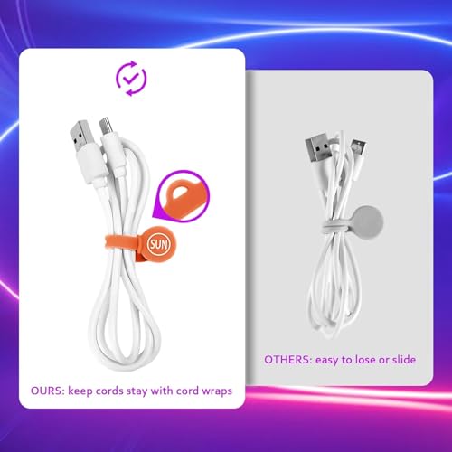 Cable Cord Organizer Magnetic Cord Organizers Twist Ties Magnet Clips Cord Wrap Keepers For Charging Cord Headphone Cord Holder Silicone Cable Strap Appliance Fridge Bookmark Whiteboard Keychain 5PACK by SUNFICON - Used condition - Image 3