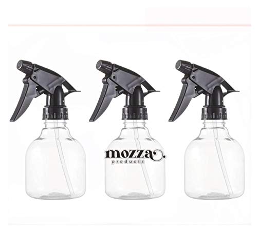 Mozza Empty Spray Bottle Refillable Container, Fine Mist Sprayer. 8 Oz, Adjustable Fine Mist Trigger Sprayer for Hair Spray. (Pack 3)