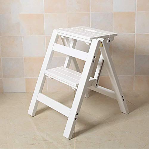 Escalera ascendente y taburete con escalera de madera maciza para ganar altura con seguridad 2