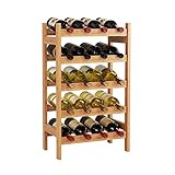 HOMECHO Bamboo Wine Rack, Floor Wine Storage Rack, 20 Bottles Holder, Freestanding Display Rack for Kitchen, Pantry, Cellar, Natural