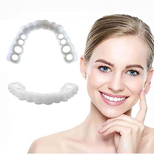 2 Pcs Dentures Teeth For Women And Men,Temporary Teeth Perfect Fake Teeth ，Cover The Imperfect Teeth For Upper And Lower Jaw. #TOP6