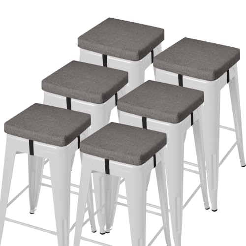 AddGrace Anti-Slip Bar Stool Cushions Square Set of 6 12X12X2 Light Grey