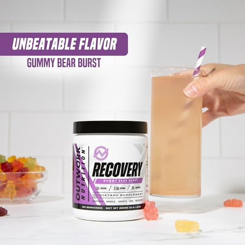 Outwork Nutrition Post Workout Recovery Powder - Creatine Monohydrate, KSM-66 Ashwagandha & Tart Cherry - Speeds Recovery, Eases Soreness - Creatine Powder for Men & Women, Gummy Bear Burst, 230 Gr - Thumbnail 4