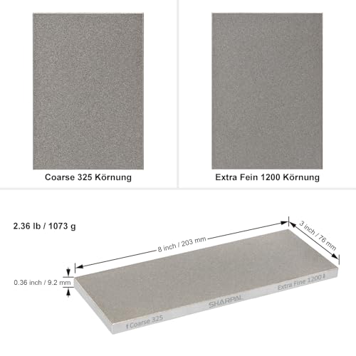 SHARPAL 162N Diamant-Schleifstein Abziehstein mit Aufbewahrungsbox, Dual Körnung, grob/extrafein, 325/1200 Wetzstein Diamant-Messerschärfer mit rutschfester Basis und Winkelführung (20,3 cm x 7,6 cm)