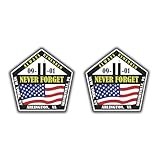 Set of 2 Sticker 911 Never Forget Always Remember Decal for Car Truck Window USA Stickers (4')