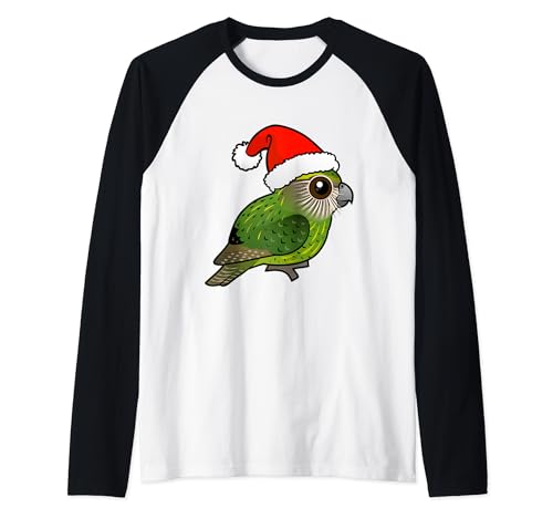 Cute Birdorable Kakapo Parrot Santa Claus Christmas Bird Raglan Baseball Tee