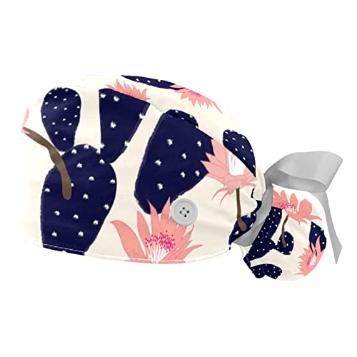 Chapeaux bouffants de travail ajustables JDEZ avec motif cactus pour adultes