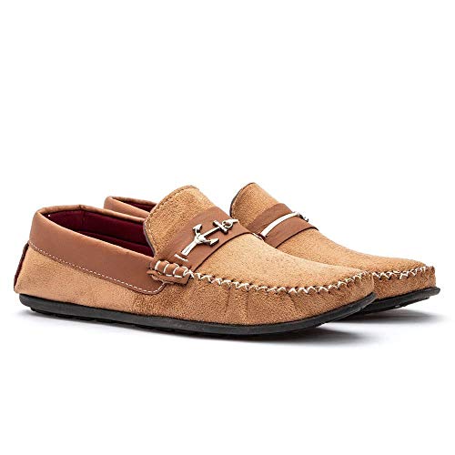 Mocassim Masculino Em Camurça Drive Conforto Docksider Casual Calce Fácil GuGi 102-DB Cor:Camel;Tama