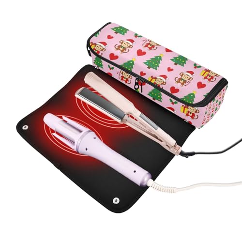 Bolsa de viaje para herramientas de cabello para mujeres con tapete resistente al calor desmontable impermeable portátil para planchas, alisadores y rizadores miniatura 2