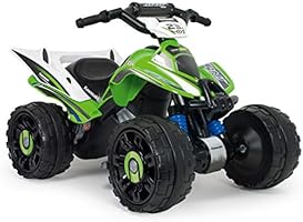 INJUSA - Quad Kawasaki ATV 12V con Licenza Kawasaki, con Retromarcia e Freno Elettrico Consigliato per Bambini +2 Anni