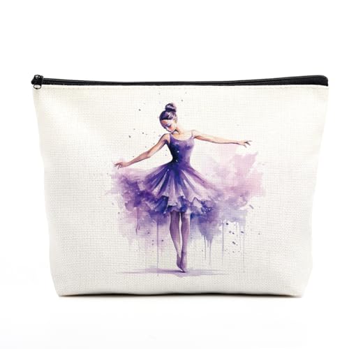 fkovcdy Cute ballerina makeup bag watercolor ballet dancing girl dancer gift recital gift little girl teen student ballet lover 07