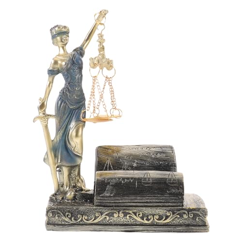 Toyvian Estatua Diosa Justicia Temis con Balanza Soporte para Tarjetas