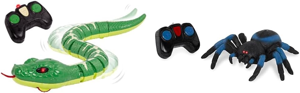 Terra by Battat Remote Control Emerald Tree Boa Snake & Tarantula Bundle - RC Animal Toys with LED Eyes, 360° Spin, Ages 6+ Years