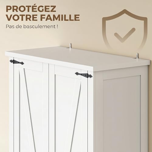 HOMCOM Buffet Haut Cuisine, Armoire Cuisine 2 Portes 80x40x180cm Blanc – vue 8