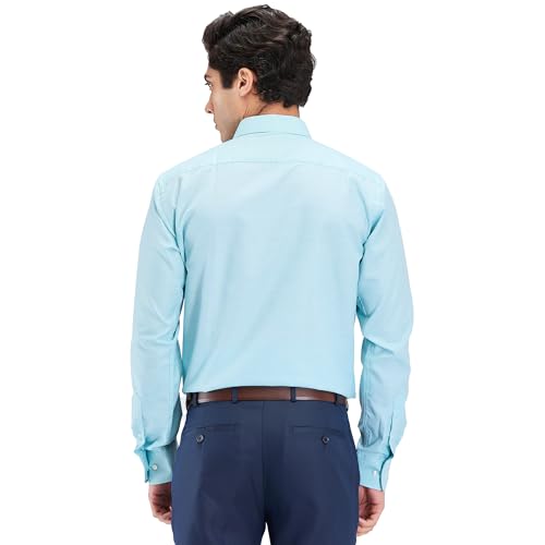 Image of Park Avenue Men's Slim Fit Structure Pattern Cotton Polyester Blend Semi Cutaway Collar Full Sleeve Formal Shirt