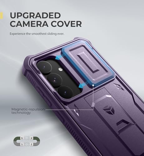 Image of Dexnor for Samsung Galaxy S25 Plus Case with Built-in Slide Camera Cover & Screen Protector &Kickstand,Heavy-Duty Shockproof Rugged Case Full-Body Bumper Cover for Galaxy S25 Plus(2025),Phantom Purple