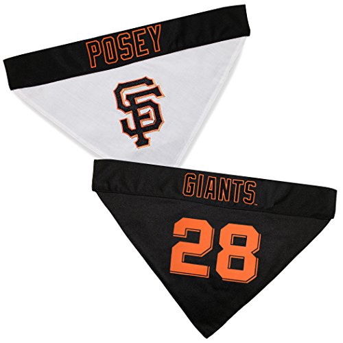 Image of MLBPA Reversible Dog Bandana - Buster Posey #28 Pet Bandana - MLB San Francisco Giants Home & Away Bandanna, Large /X-Large