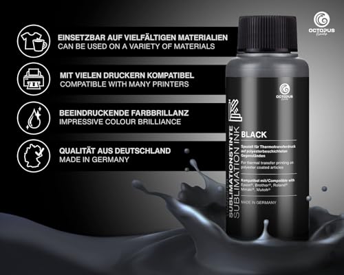 4X 250 ml Sublimationstinte für Textildruck, Transferdruck, Sublimation Ink kompatibel für Epson, Brother, Roland, Mimaki, Mutoh, CMYK