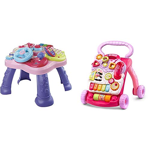VTech Magic Star Learning Table, Pink (Frustration Free Packaging) & Sit-to-Stand Learning Walker (Frustration Free Packaging), Pink