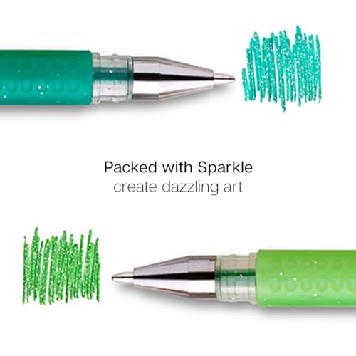 Image of KINGART 400-24G Comfort Grip Gel Pens, Set of 24 Unique Green Tone Colors | 1.0mm Rollerball Tip, 2.0mm XL Ink Capacity, Non-Toxic & Archival, Ideal For Coloring Books, Scrapbooking & Doodling