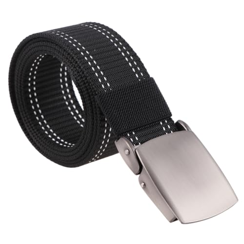 FRCOLOR Men Women Canvas Belt Lightweight Waist Band Plastic Buckle Adjustable Outdoor Training Waist Belt Black