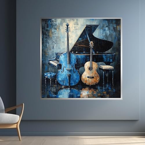 Poster instrument de musique bleu tableau déco salon - 3