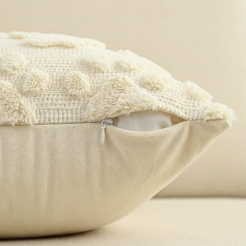 AVOIN colorlife Pet Dog Paws Beige Throw Pillow Covers, 20 x 20 Inch Soft Plush Faux Fur Jacquard Cushion Case Farmhouse Decoration for Sofa Couch Set of 2 — view 6