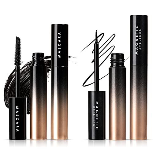 Lanciley Mascara & Eyeliner, Imperméables Magnetique Eyeliner Liquide Eye Liner Noir, Longue Durée, épaississement, Extension Dramatique, 2 x 5ml Cover