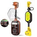 EyGde RV Surge Protector 30 Amp - 30Amp Circuit Analyzer with Waterproof Cover+30 Amp to 15 Amp 110V RV Adapter with Surge Protector