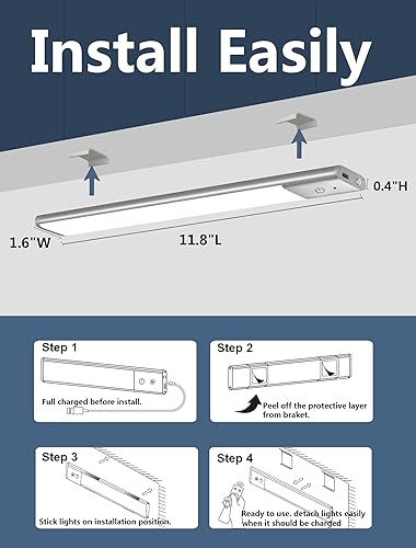 Diomart Under Cabinet Lights, 79 LED Rechargeable Closet Light with Remote, 3 Pack RGB Dimmable led Lights, Wireless Under Counter Lights for Kitchen, Stairs, Wardrobe, Hallway,15 Colors