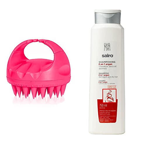 Image of Sairo 2 in 1 Argan Shampoo [ IMPORTED FROM SPAIN ]+ Hair brush combo Hair Growth & Hair fall control Silky, Shiny, Smooth Hair Wet Hair Massaging 750ML