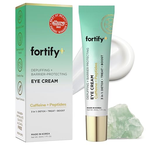 Fortify Skincare Under Eye Cream With Caffeine & Peptides – 3-In-1: Detox, Treat, Boost –...