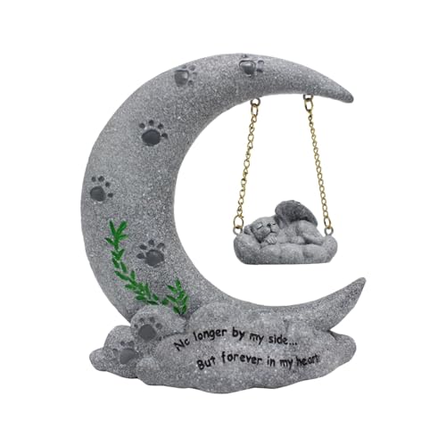 Figurine de Lune Chat Décoration Extérieure en Résine pour Cour Avant et Patio