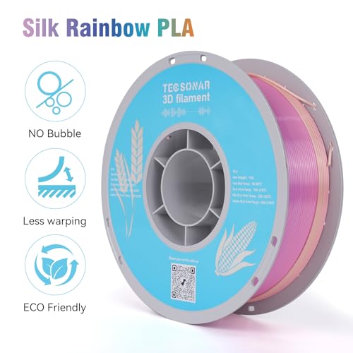 Image of Silk Rainbow PLA 3D Printer Filament, 1KG Spool(2.2lbs) 1.75mm PLA Fast Color Change 3D Printing Material, Multicolor PLA,Gradient Filament for Most FDM 3D Printers,Ice Cream Color