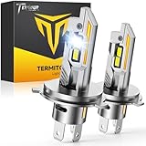 Termitor Latest H4/9003/HB2 Light Bulbs, 50,000LM 10X Ultra Bright, Real 1:1 Mini Size, 6500K Cool White H4 9003 Fog Lights Bulb with Cooling Fan, IP68 Waterproof, Plug and Play, Pack of 2