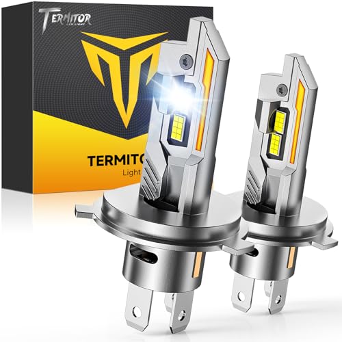 Termitor Latest H4/9003/HB2 Light Bulbs, 50,000LM 10X Ultra Bright, Real 1:1 Mini Size, 6500K Cool White H4 9003 Fog Lights Bulb with Cooling Fan, IP68 Waterproof, Plug and Play, Pack of 2