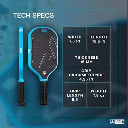 Image of JOOLA Double Vision 16mm Pickleball Paddle - Signature and Standard Shape - Aramid Surface for Softer Responsive Touch - SK Film for Reduce Vibration - USAP Approved - NFC Chip Enabled
