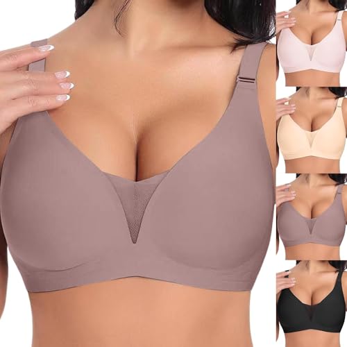 Genérico Sujetadores Mujer sin Aros sin Costuras Cuello V Push Up Bralette Básicos Sexy Bandolera Ajustable Comodos con Soporte Sostenes Cobertura Completa Tipo Camiseta Mujer Sujetadores