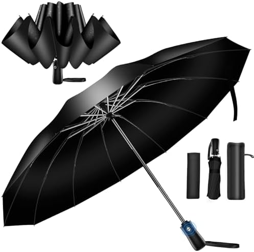 （00:30時点） 【2026逆折り式 & 12本骨超大サイズ】折りたたみ傘 ワンタッチ自動開閉 メンズ傘 大きい 逆折り式 折り畳み傘 UPF50+ 折りたたみ日傘 おりたたみ傘 晴雨兼用 超撥水 耐強風設計 男子日傘 紫外線遮蔽 梅雨対策 台風対応 メンズ レディース（ブラック）