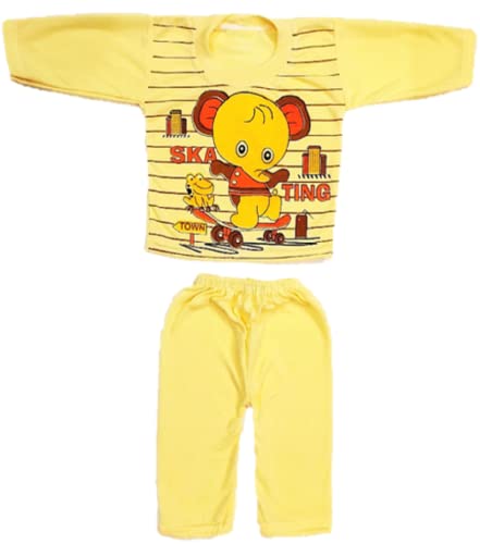 Image of Baby Boys & Girls Dress Soft Cotton Blend Unisex T-shirts and Pyjama Pants | 6 Full sleeves T-shirt + 6 Pyjama Pants Multi colored Size 0 up to 18 Months