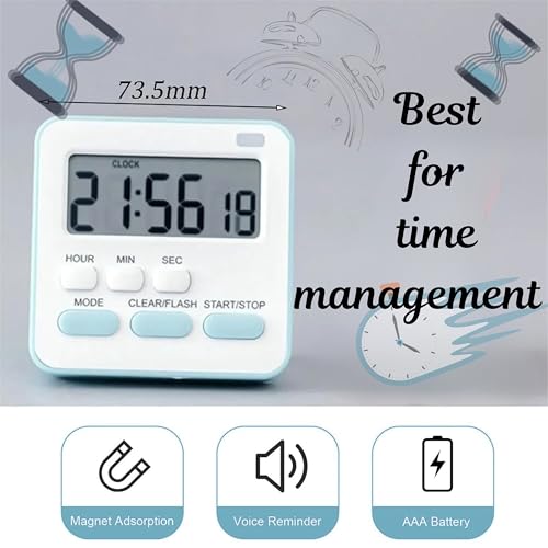 Image of Digital Kitchen Timer & Stopwatch, Large Digit Countdown, Loud Alarm Clock with Back Magnetic Retractable Stand for Cooking,Baking, Study Table, Office, Gym, Athlete and Student Accessories
