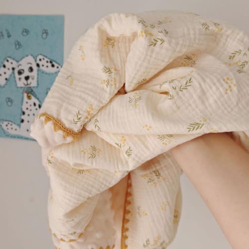 Image of Baby Muslin Thick Blanket Double Layer Soft Neutral Receiving Blanket Crib Bedding 40x40 inch Throw Blanket 40 inchx40 inch